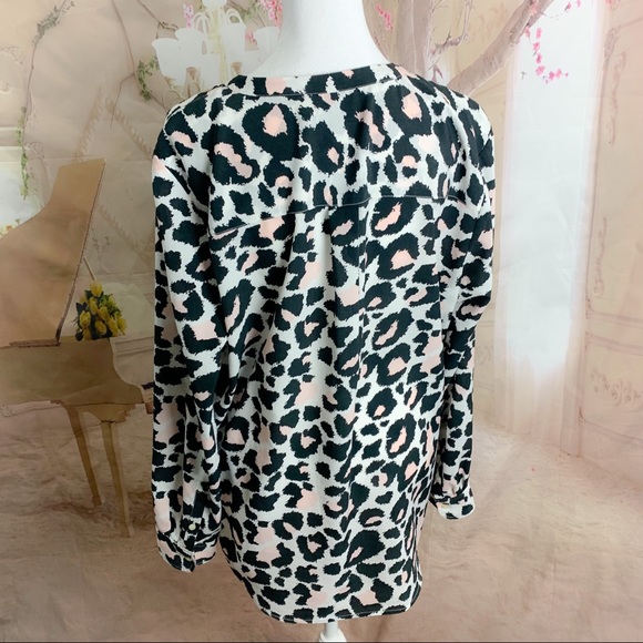 Talbots Pink Accent Animal Print Button down Blouse - Picture 7 of 10